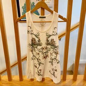 Alexander McQueen Floral Skull Tank in White
